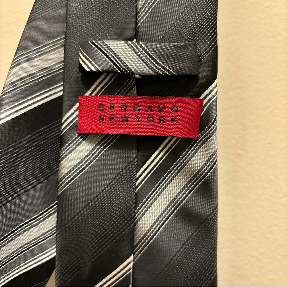 Bergamo New York Black and Gray Striped Tie